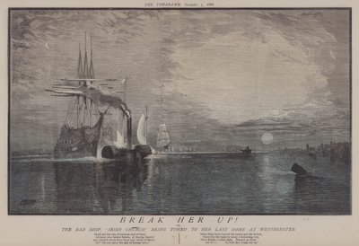 Bryd hende op! eller The Bad Ship Irish Church bliver bugseret til sit sidste hjem i Westminster (farve litho) af Matthew