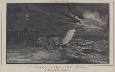 Båret med Tidevandet! eller, A Dangerous Cruise (farve litho) af Matthew