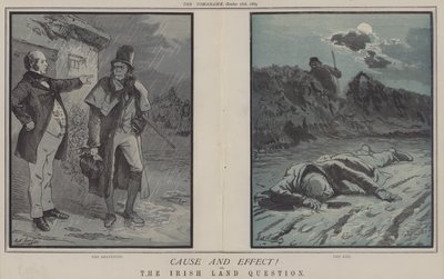 Årsag og virkning! eller, The Irish Land Question (farve litho) af Matthew
