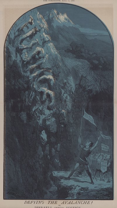 At trodse lavinen! eller Disraeli Versus Justice (farve litho) af Matthew