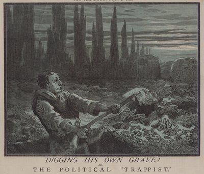 Graver sin egen grav! eller Den politiske trappist (farve litho) af Matthew