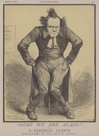 Her er vi igen! eller, en gejstlig klovn (farve litho) af Matthew