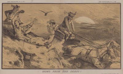 Hjem fra Derby! (farve litho) af Matthew