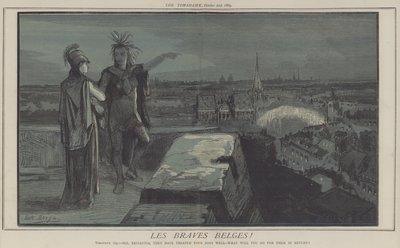De modige belgiere! (farve litho) af Matthew