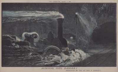 løber ind i fare! (farve litho) af Matthew