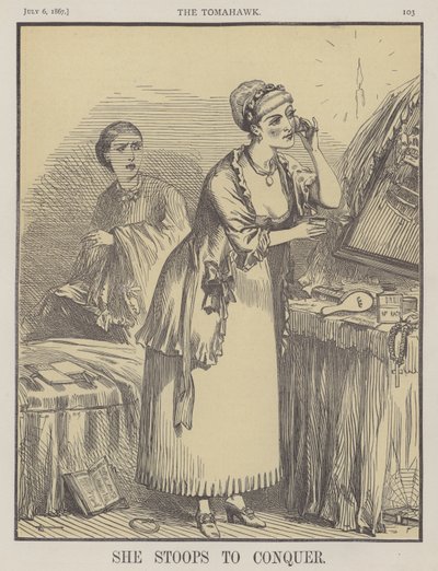 Hun bøjer sig for at erobre (farve litho) af Matthew