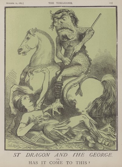St Dragon and the George eller, er det kommet til dette? (farve litho) af Matthew