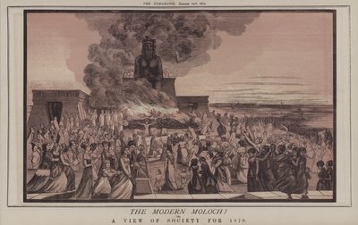 Den moderne Moloch! eller A View of Society for 1870 (farve litho) af Matthew