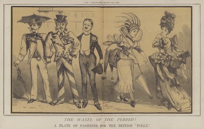 Periodens spild! eller, A Plate of Fashions for the British Folly (farve litho) af Matthew