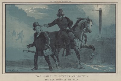 Ulven i fåreklæder! eller, The New Knight of the Road (farve litho) af Matthew