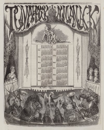 Tomahawk Almanac for 1869 (farve litho) af Matthew