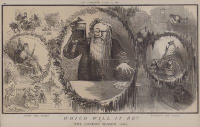 Hvilken vil det være? eller, The London Season 1868-9 (farve litho) af Matthew