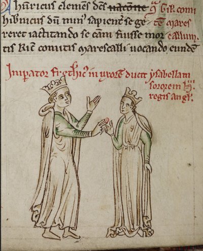 Frederik II og Isabella af England Fra Historia Anglorum, Chronica majora af Matthew Paris