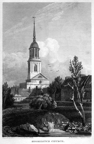 Shoreditch Church, London, 1815. af Matthews
