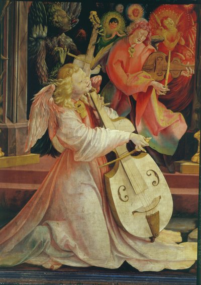 Englenes koncert, fra Isenheim-altertavlen, ca.1512-16 olie på panel detalje af 17670 af Matthias Grünewald