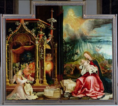 Isenheim-altertavlen. Central panel: Koncert af engle og fødsel, 1506-1515 af Matthias Grünewald