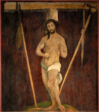 Den lidende forløser, midterpanelet på alteret i den protestantiske kirke i Lindenhardt af Matthias Gruenewald