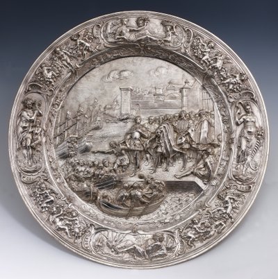 Sølvplade med motiv af Christoffer Columbus
