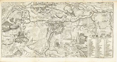 Beleg van Ath, 1706 Plan over omgivelserne i Ath belejret af de allieredes tropper og taget den 2. oktober 1706 (titel på objekt) af Matthijs Pool (possibly)