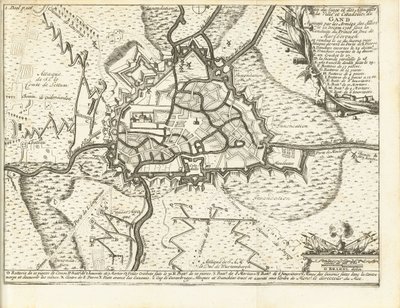 Beleg van Gent, 1708 Kort over belejringen og angrebene på byen og citadellet i Gent belejret af de allieredes hære den 22. december 1708 under ledelse af prinsen og hertugen af ​​Marlborough (titel på objektet) af Matthijs Pool (possibly)