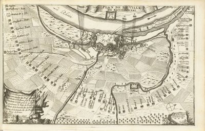Belejring af Keizersweerd, 1702 Plan de la Ville de Keyserswert (titel på objekt) af Matthijs Pool (possibly)