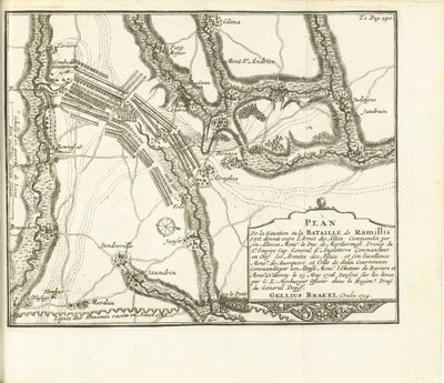 Slag bij Ramillies, 1706 Plan over byslottet og fortet Huy belejret af S.A.E. de Baviere & du Marechal de Villeroy le 26. maj 1705 (titel på objektet) af Matthijs Pool (possibly)