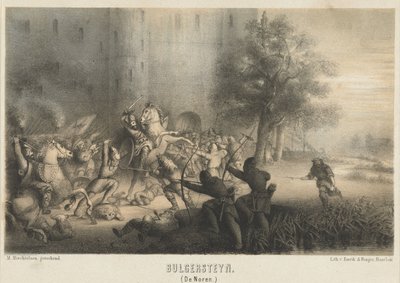 Bulgersteyn belejret af normannerne, ca. 810 Bulgersteyn (Nordmændene) (titel på objekt) af Matthijs Willem Gerardus Michielsen