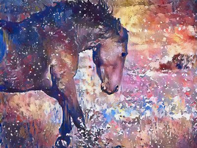 Livlig hest, der springer i vandet af Matthys Moss