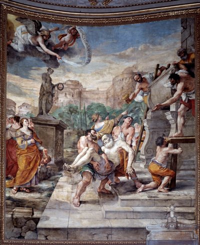 Begravelse af St. Andrew (fresko af Mattia Preti