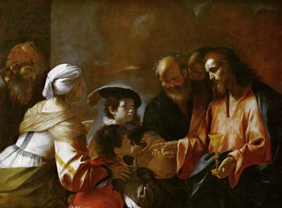 Kristus velsigner børnene Lad de små børn komme til mig, ca. 1635. af Mattia Preti
