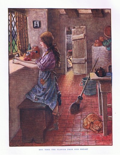 Hun tog blomsten fra sit bryst, illustration fra Lady And Fairy Tales, 1914 af Maud Tindal Atkinson