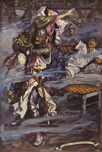 Illustration til Ivanhoe af Sir Walter Scott (farvelitografi) af Maurice (after) Greiffenhagen