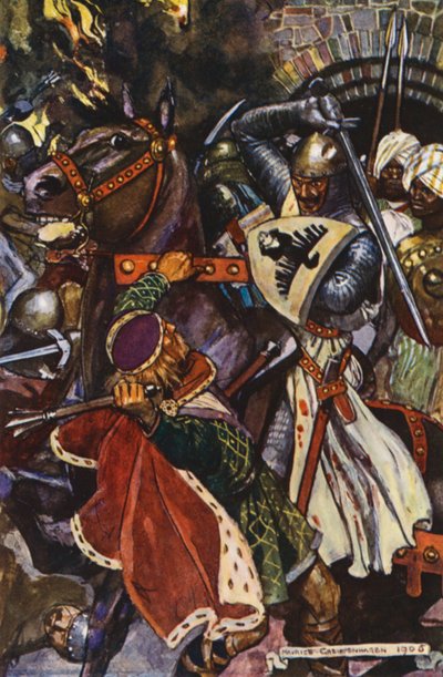 Illustration til Ivanhoe af Sir Walter Scott (farvelitografi) af Maurice (after) Greiffenhagen