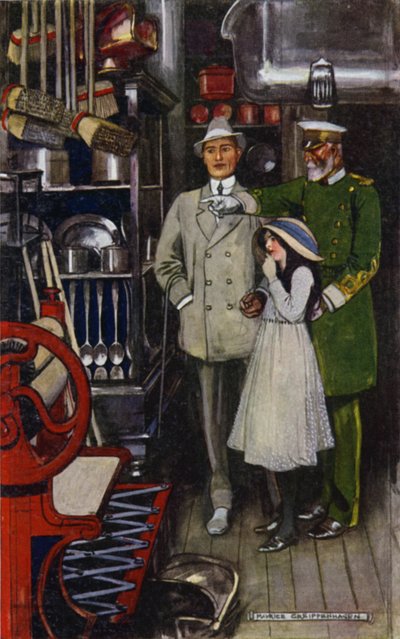 Besøg i Bagdad: Top Flat Ironmangery Department (farve litho) af Maurice (after) Greiffenhagen