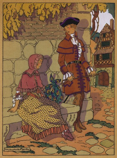 Illustration for History af Manon Lescaut (farve litho) af Maurice Berty
