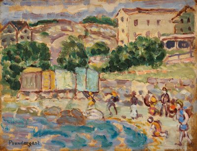 Strand og landsby af Maurice Brazil Prendergast