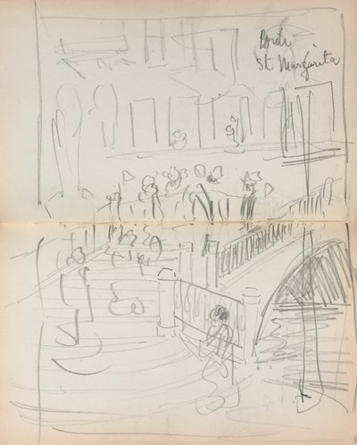 Italiensk skitsebog: Bro St. Margarita side 67 & 68, 1898-1899. af Maurice Brazil Prendergast