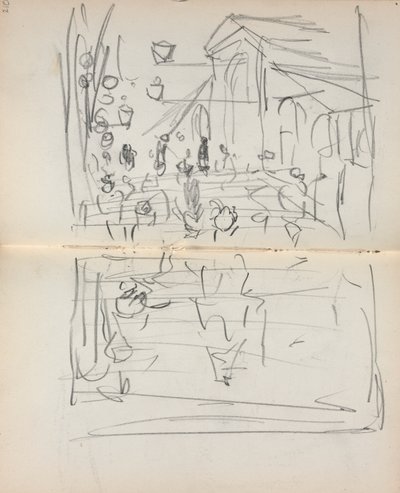 Italiensk skitsebog: Bro med figurer side 209 & 210, 1898-1899. af Maurice Brazil Prendergast