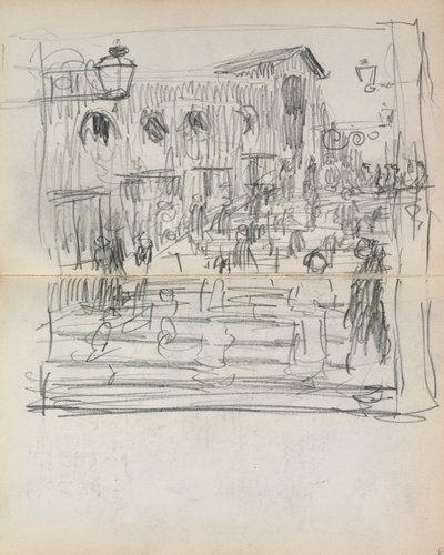 Italiensk skitsebog: Bro med figurer side 93 & 94, 1898-1899. af Maurice Brazil Prendergast