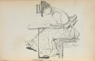 Italiensk skitsebog: Siddende kvinde side 107, 1898-1899. af Maurice Brazil Prendergast