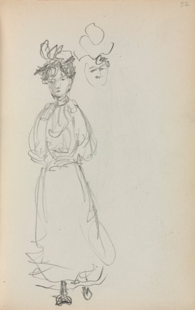 Italiensk skitsebog: Stående kvinde, forside 52, 1898-1899. af Maurice Brazil Prendergast