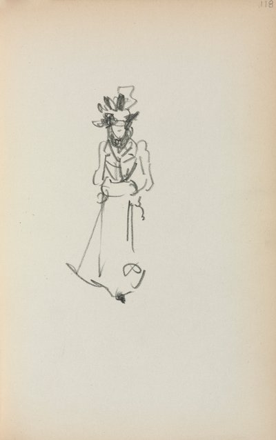 Italiensk skitsebog: Stående kvinde side 118, 1898-1899. af Maurice Brazil Prendergast