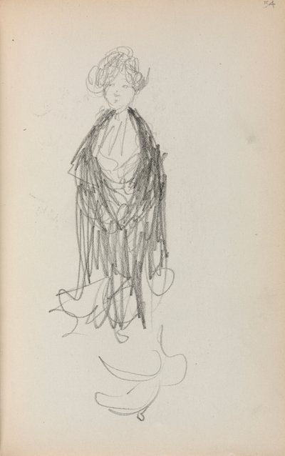 Italiensk skitsebog: Stående kvinde med sjal side 54, 1898-1899. af Maurice Brazil Prendergast
