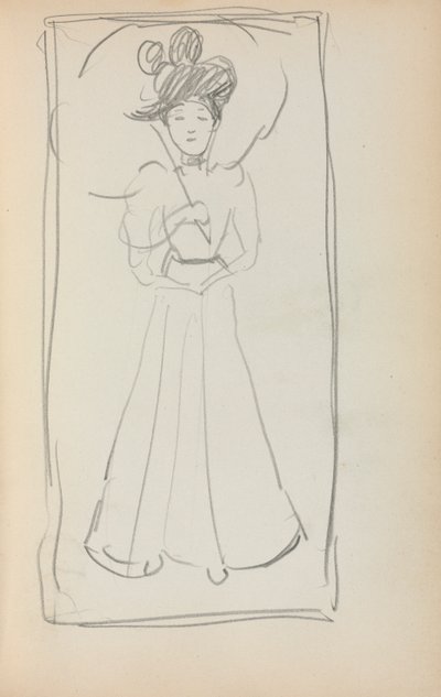 Italiensk skitsebog: Stående kvinde med parasol side 233, 1898-1899. af Maurice Brazil Prendergast