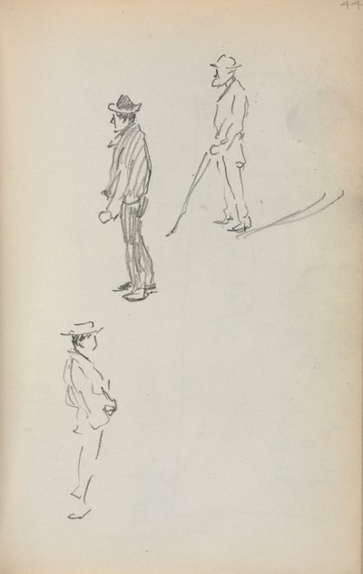 Italiensk skitsebog: Tre stående mænd side 44, 1898-1899. af Maurice Brazil Prendergast
