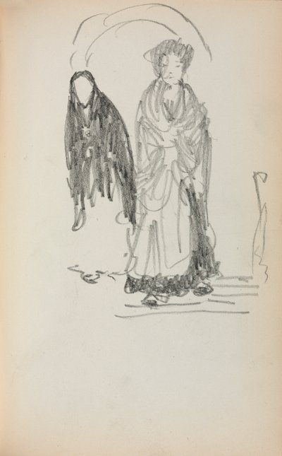 Italiensk skitsebog: To stående kvinder side 123, 1898-1899. af Maurice Brazil Prendergast