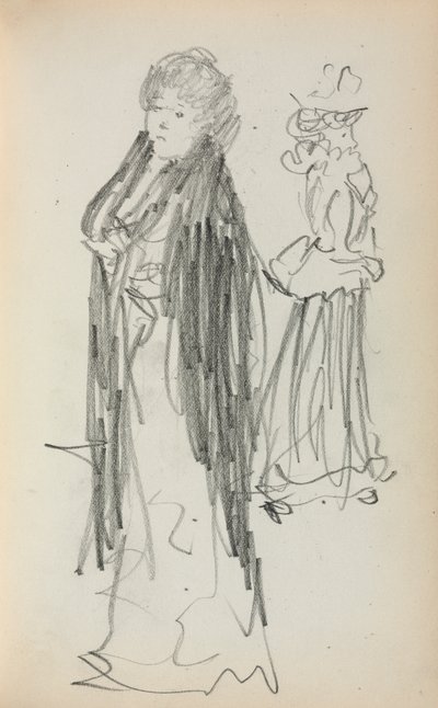 Italiensk skitsebog: To stående kvinder side 129, 1898-1899. af Maurice Brazil Prendergast