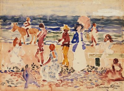 På stranden, ca. 1920-23 af Maurice Brazil Prendergast