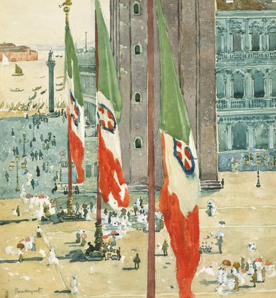 Piazza di San Marco, ca. 1898-99 (wc og grafit på råhvidt vævet papir) af Maurice Brazil Prendergast