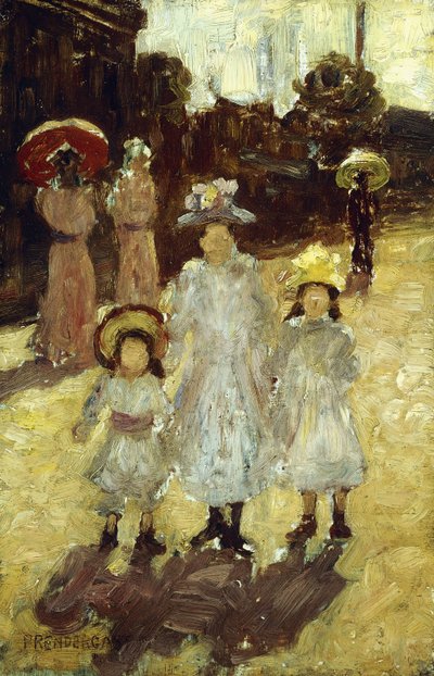 Søndag morgen i Paris, ca. 1892-1894 af Maurice Brazil Prendergast